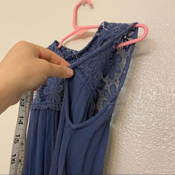 Wallflower Slate blue lace tank top sleeveless blouse-M - Picture 7 of 11
